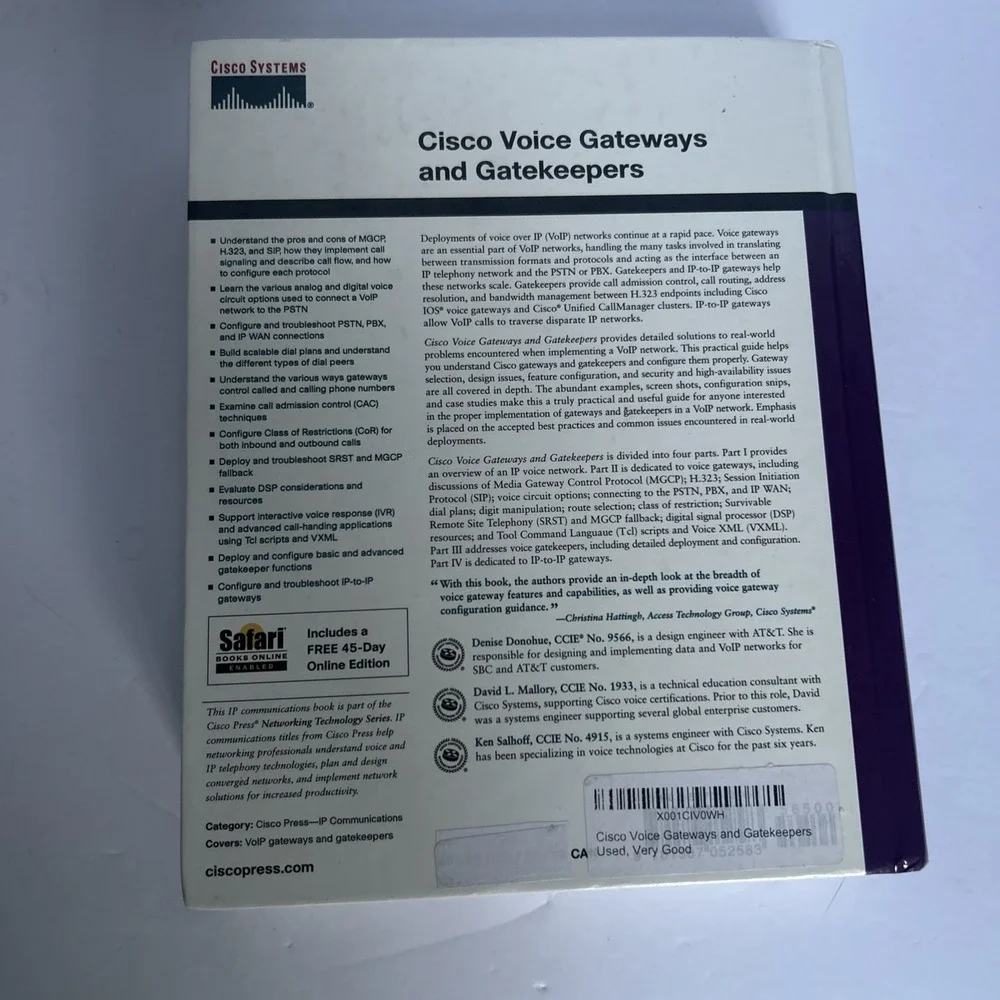 Cisco Voice Gateways And Gatekeepers IP Communications Hardcover Used